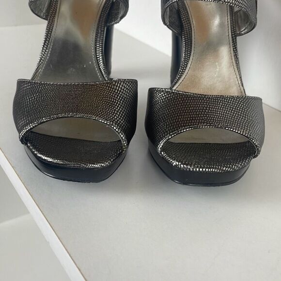Calvin Klein Melissa Pewter Metallic Lizard Embossed Sandals 7.5 - Picture 6 of 10